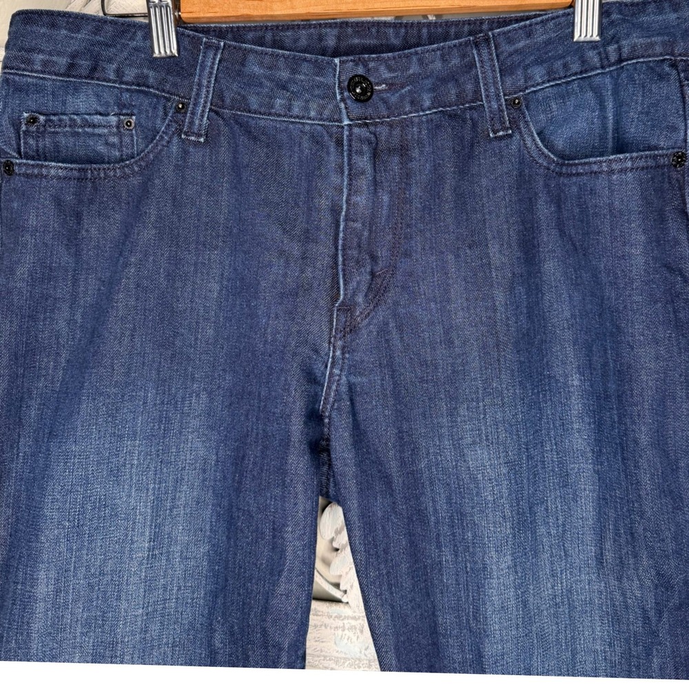 Levis 553 Mid Rise Bootcut Jeans Dark Wash Indigo Blue Stretch Denim Womens 12 - Picture 2 of 8